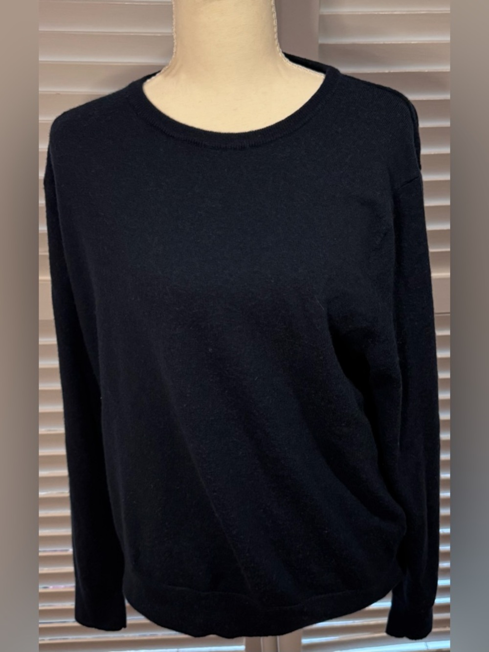 J.Crew Merino Wool Blend Sweater Navy Crewneck Lightweight Knit L
